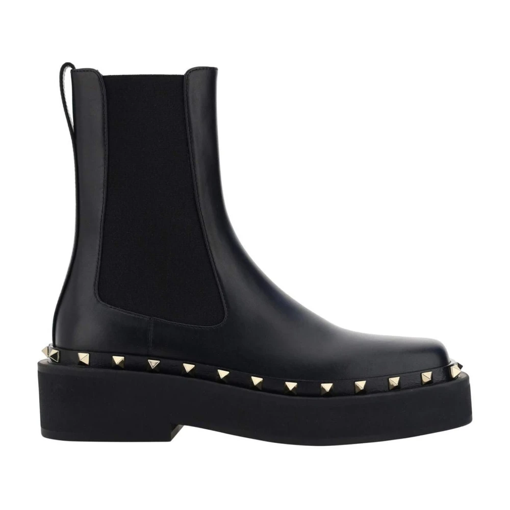 Valentino Garavani Black Chelsea Boots, Female, 4 1/2 Uk, Rockstud M-Way Ankle Boots
