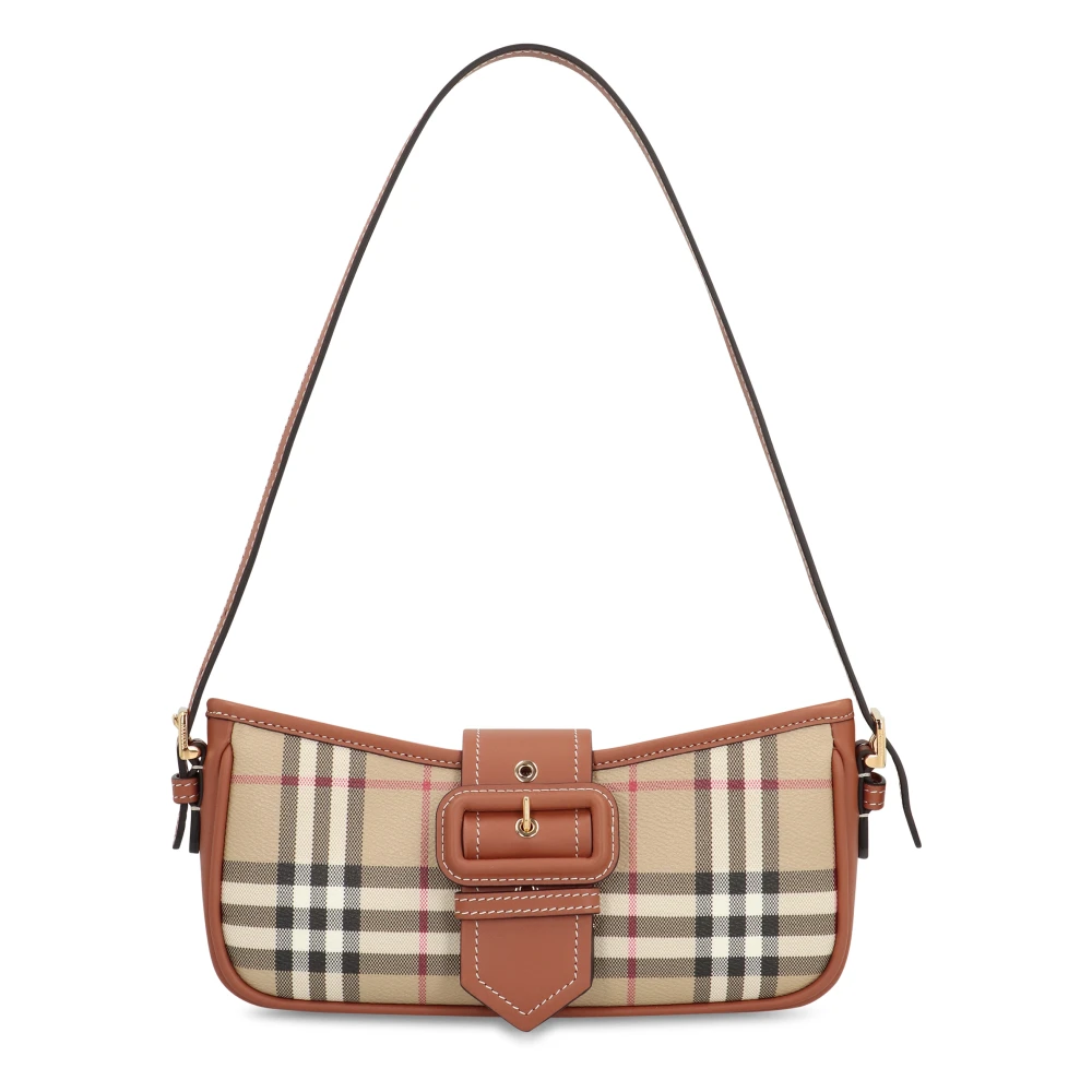 Burberry Women's Beige Check Print Shoulder Bag