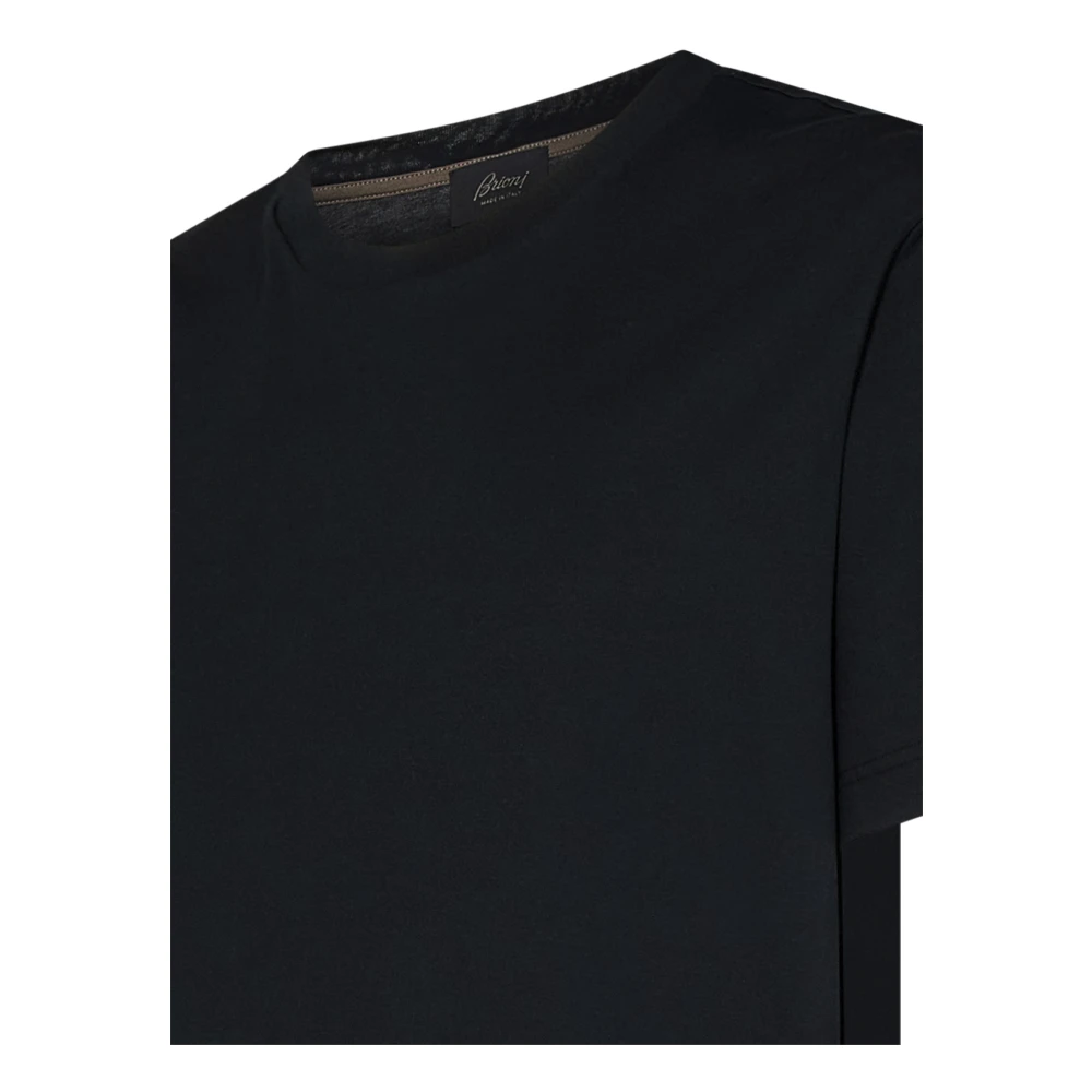 Brioni Zwart Katoenen Crewneck T-Shirt Black Heren