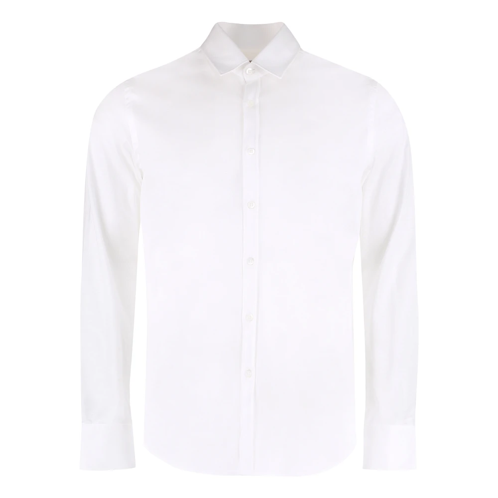 Canali Katoenen shirt met afgeronde zoom White Heren