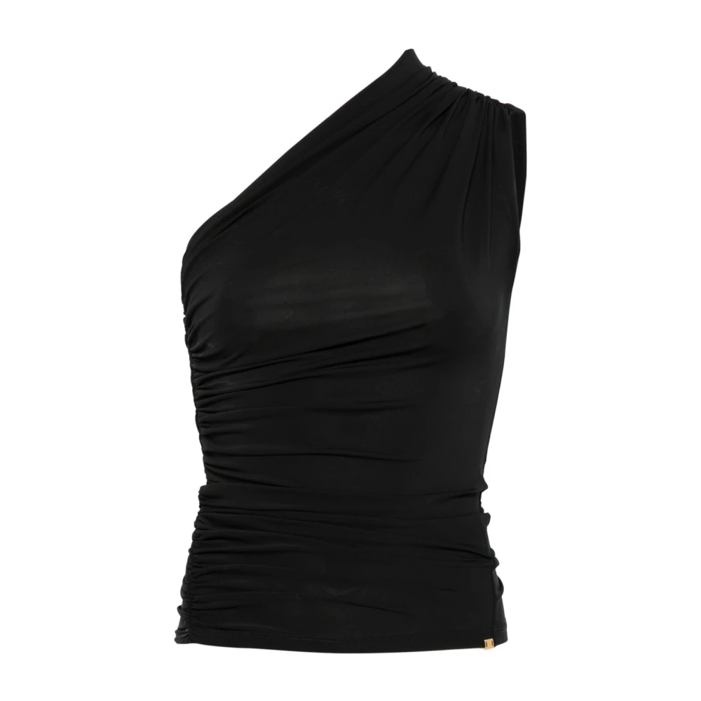 Elisabetta Franchi Zwarte Asymmetrische Mouwloze Top Black Dames