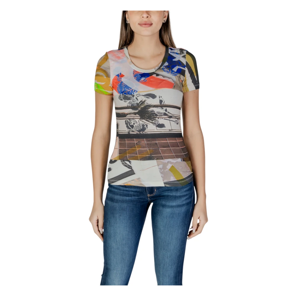 Desigual Beige Bedrukt Ronde Hals T-Shirt Beige Dames