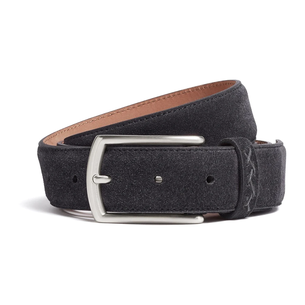 Ermenegildo Zegna Blauwe Leren Riemen Blue Heren