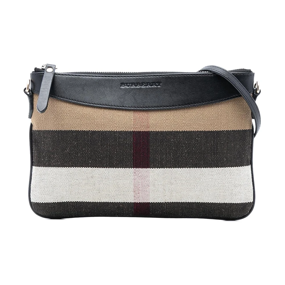 Burberry Vintage Women's Brown Pre-Owned Vintage Check Canvas And Leather Crossbody Bag
