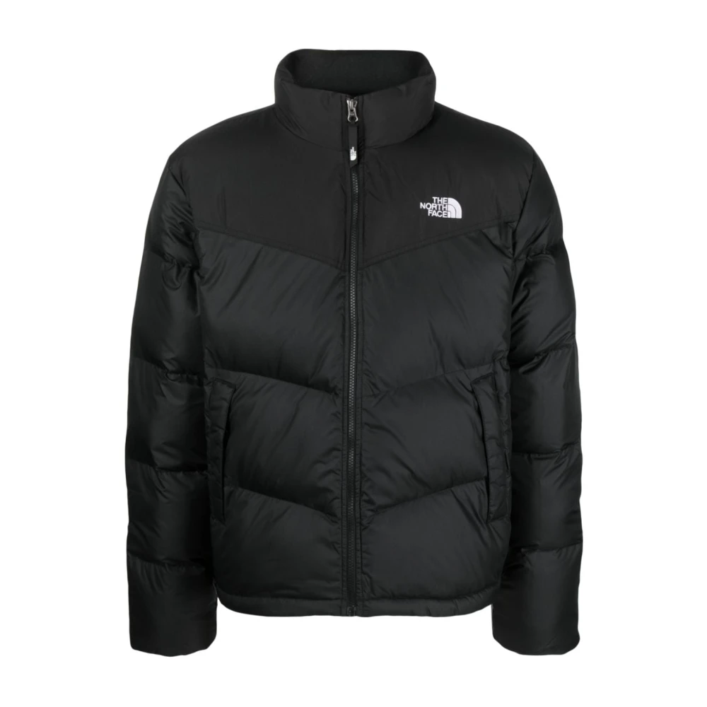 The North Face Zwarte Gewatteerde Logo Print Jas Black Heren