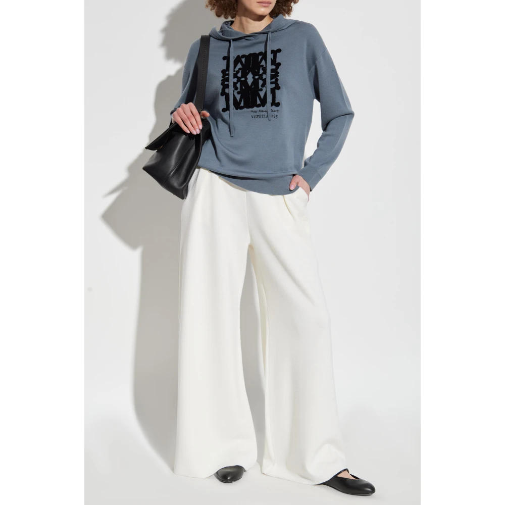 Max Mara Wollen hoodie Sfinge Blue Dames