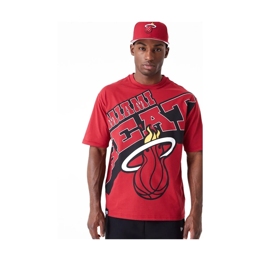 new era Rode NBA Heat Tee Shirt Red Heren