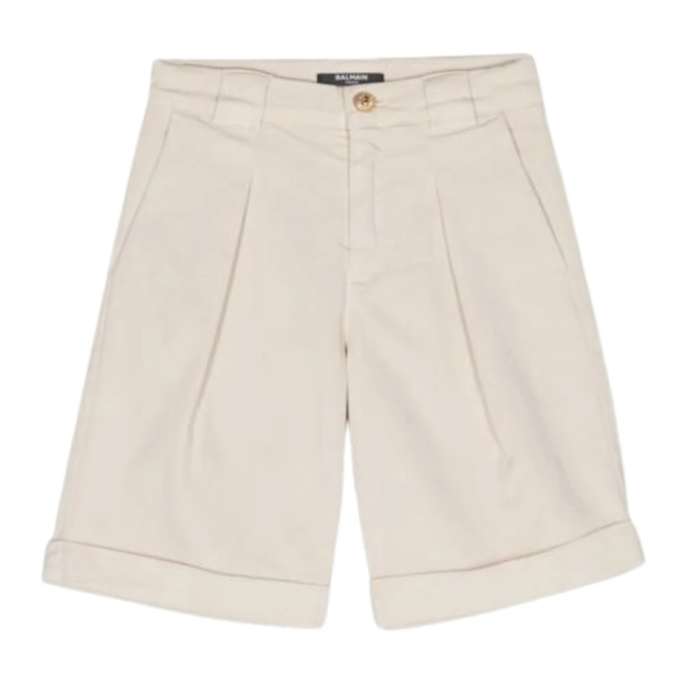 Balmain Sand Barn Denim Knälång Shorts Beige, Flicka