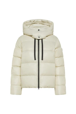 Beige Pufferjacka med Dubbel Huva