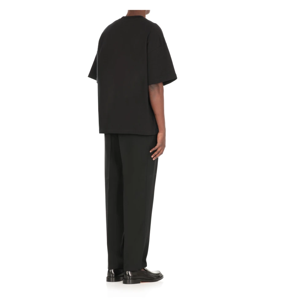 Jil Sander Zwart Katoenen Crew Neck T-shirt Black Heren
