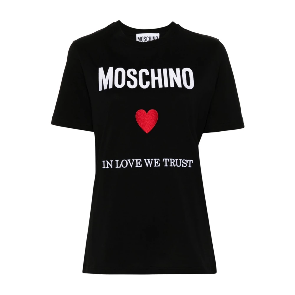 Moschino Zwarte Top met Logo Print Black Dames