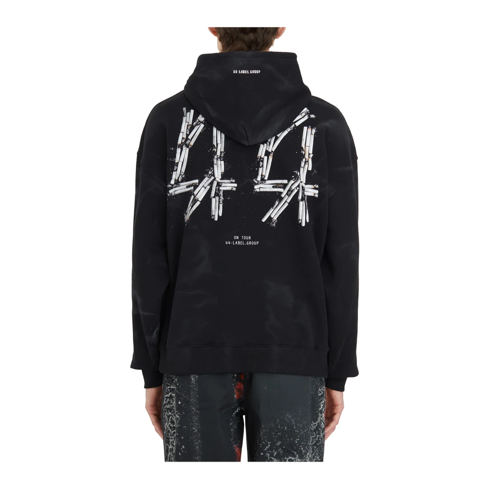 44 Label Group Hoodie met rookprint Black Heren