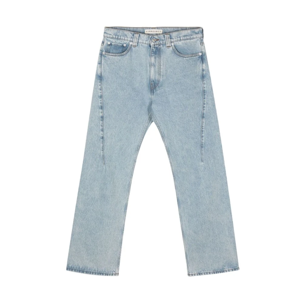 Y Project IJsblauwe Katoenen Jeans met Dart Detailing Blue Heren