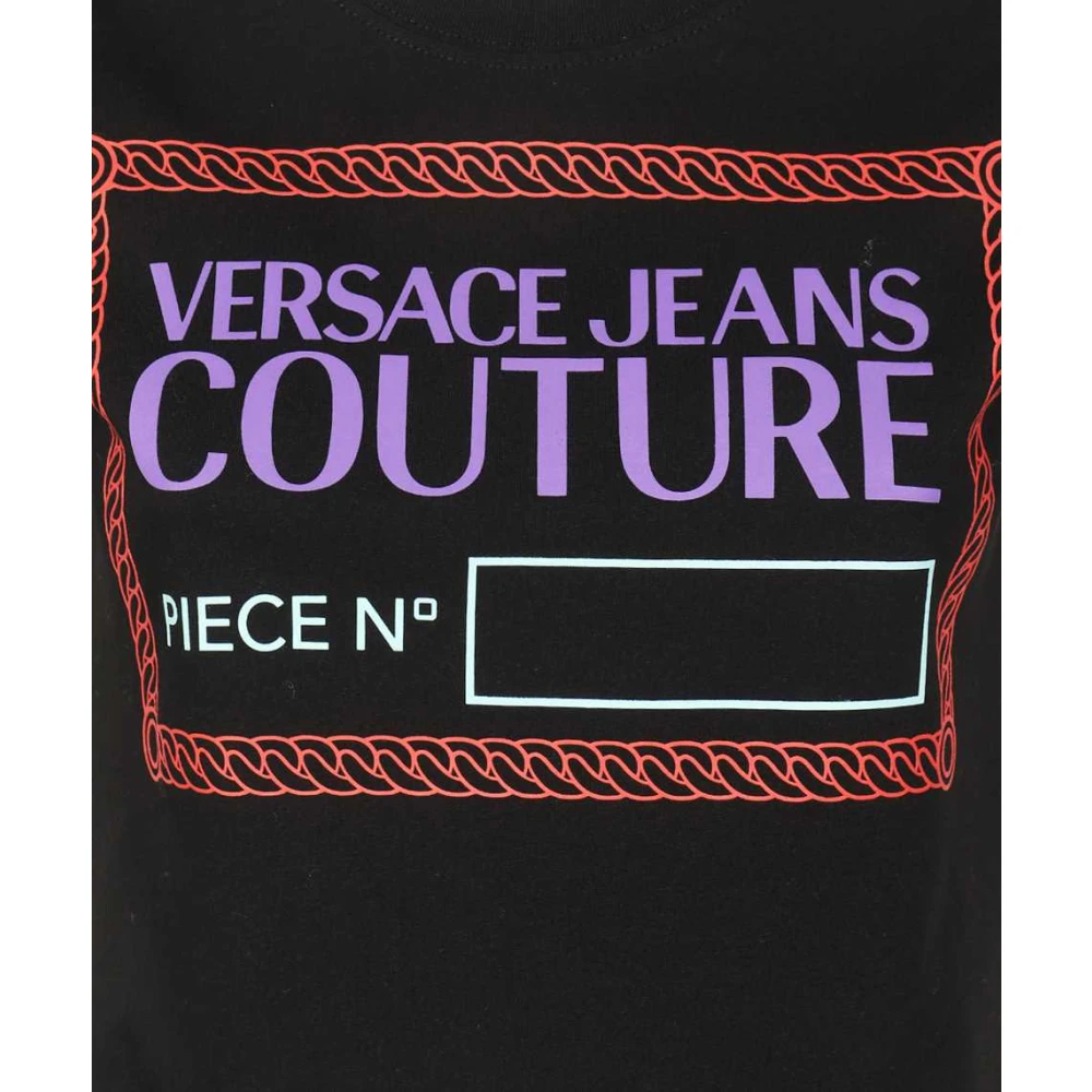 Versace Jeans Couture Katoenen T-shirt met Logo Print Black Dames
