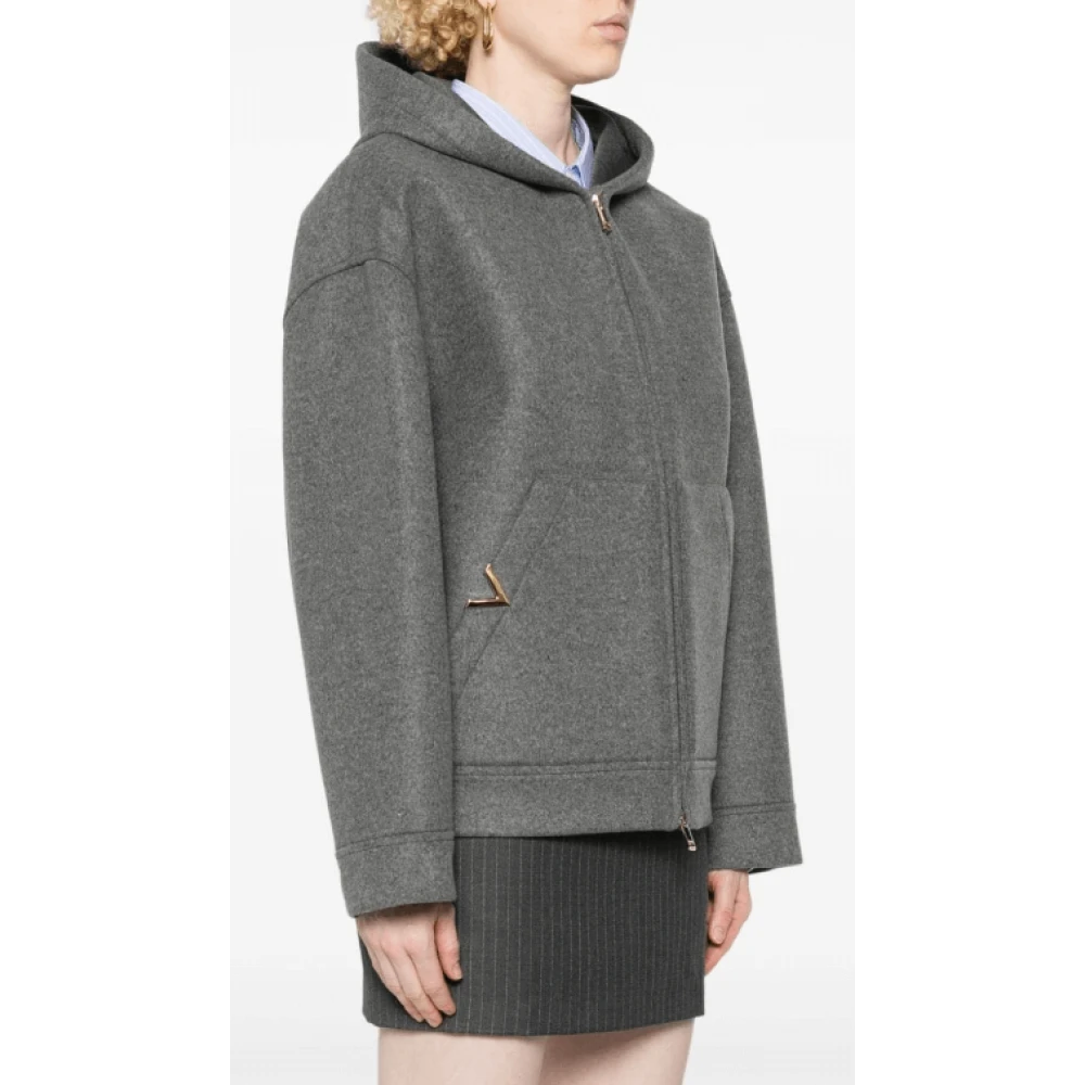 Valentino Oversized VLogo Signature Wollen Jas Gray Dames