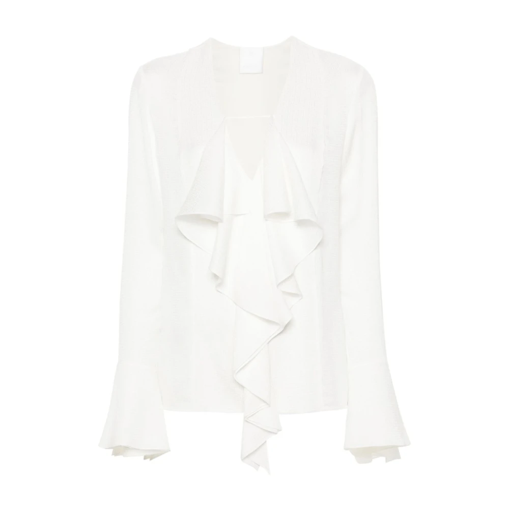Givenchy Witte Zijden Blouse met Gerimpelde Rand White Dames