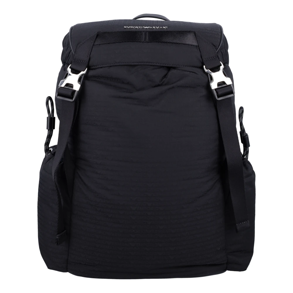 Emporio Armani Zwarte Nylon Rugzak Handtas Black Heren