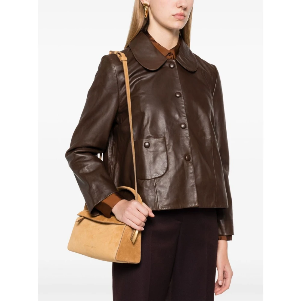 Benedetta Bruzziches Beige Schoudertas met Ritssluiting Brown Dames