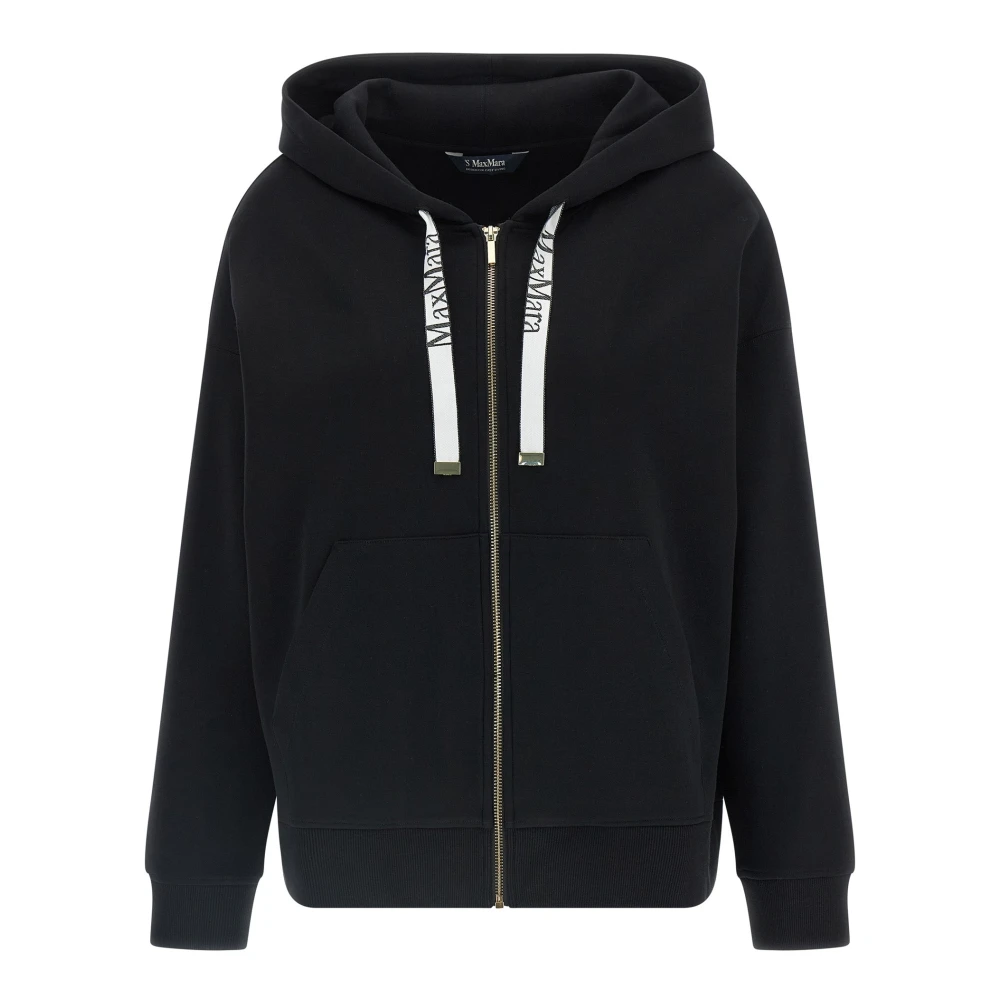 Max Mara Women's Black Zip-Through Sweatshirt - Zip-Throughs - L - Sweatshirts & Hoodies
