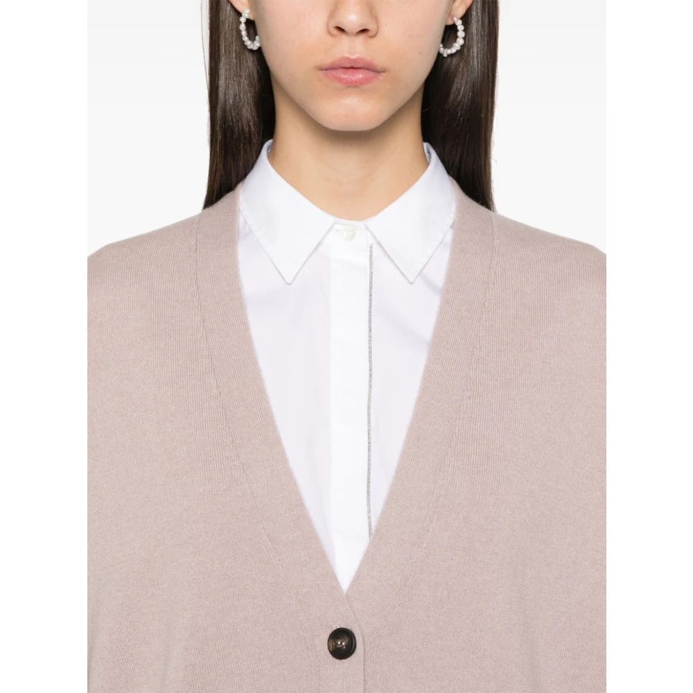 BRUNELLO CUCINELLI Stijlvolle Gebreide Cardigan Sweater Pink Dames