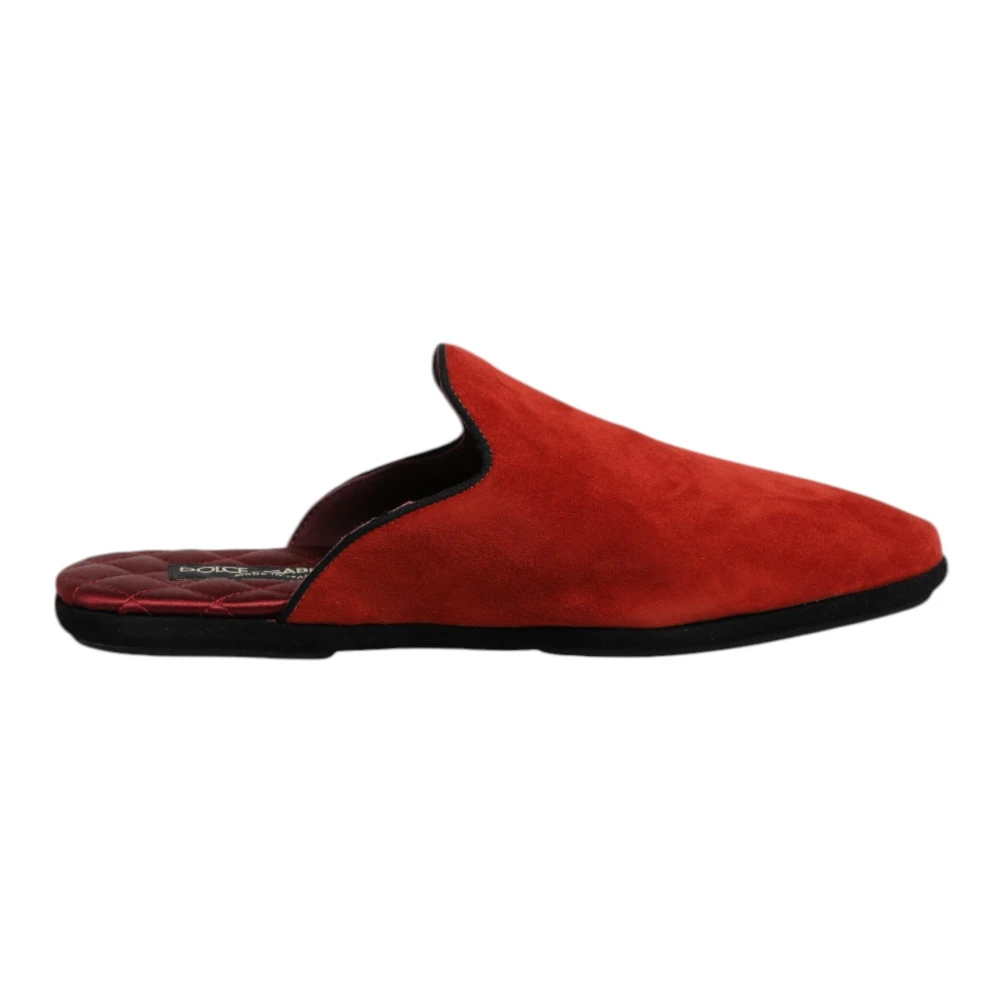Dolce & Gabbana Men's Orange Suede Slides Flat Shoes