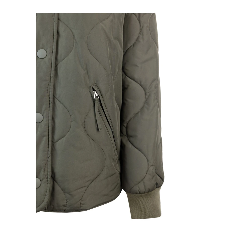 A.p.c. Groene Wollen Blend Geribbelde Kraag Jas Green Dames