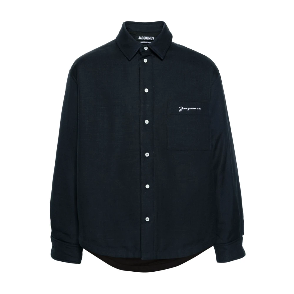 Jacquemus Blauw Geborduurd Logo Overhemd Blue Heren