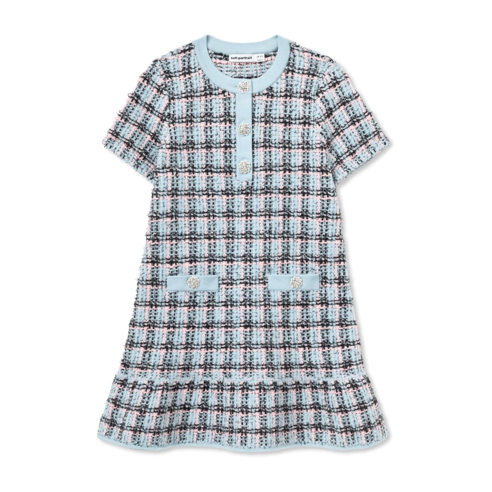 Self Portrait Unisex Blue Tweed Dress