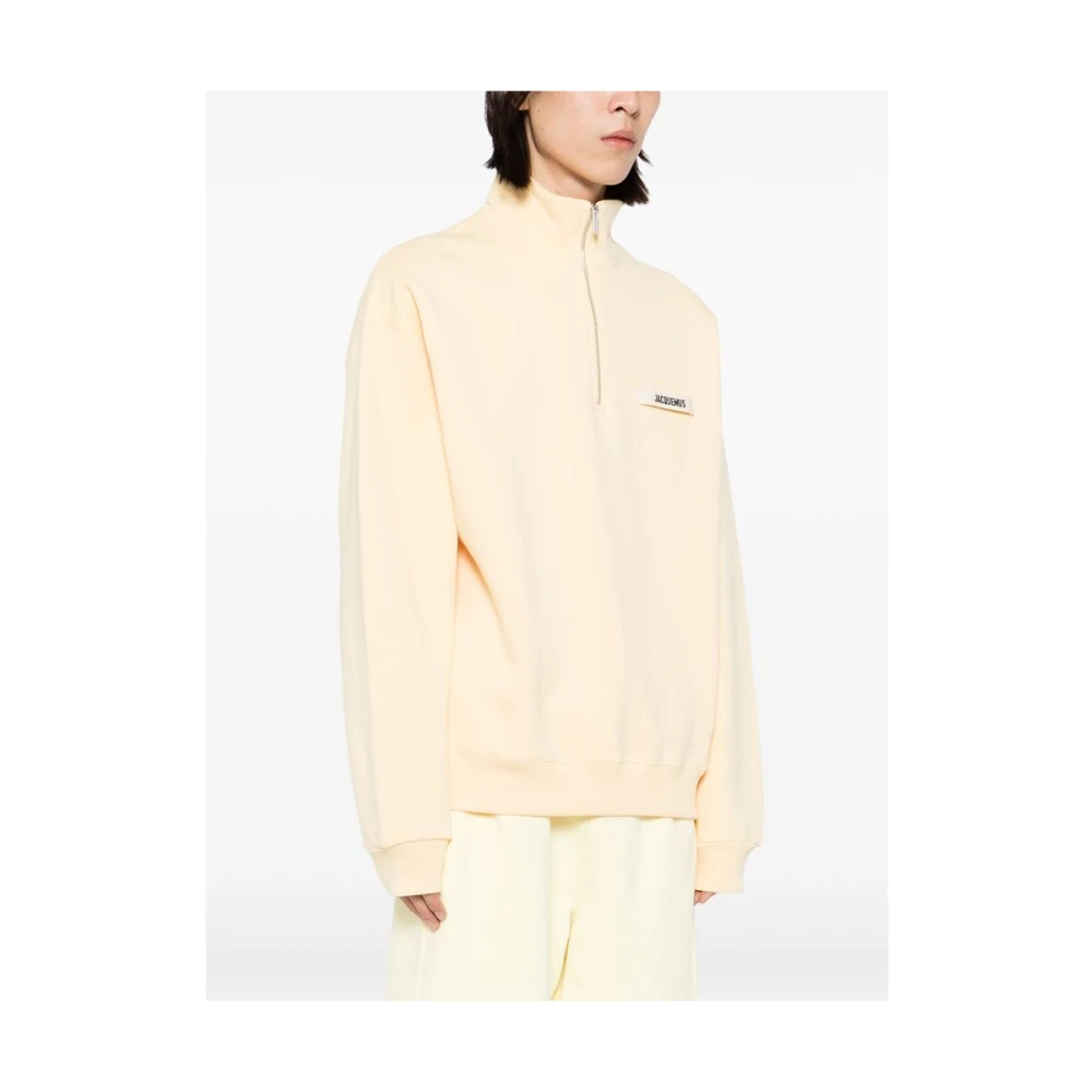 Jacquemus Beige Zip Sweater Drop Shoulder Yellow Heren