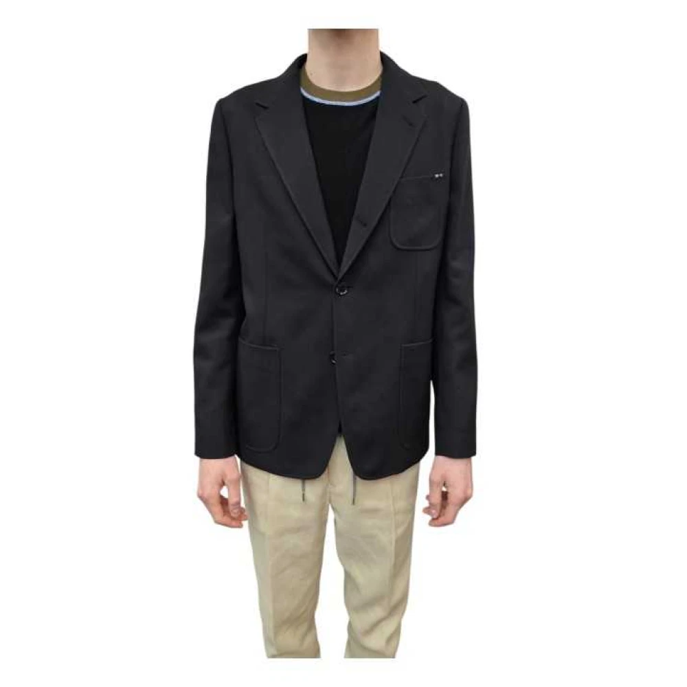 Paul Smith Mannelijk Zwart Jassen Heren, Xl, Wol, Multi-Pocket Merino Jas
