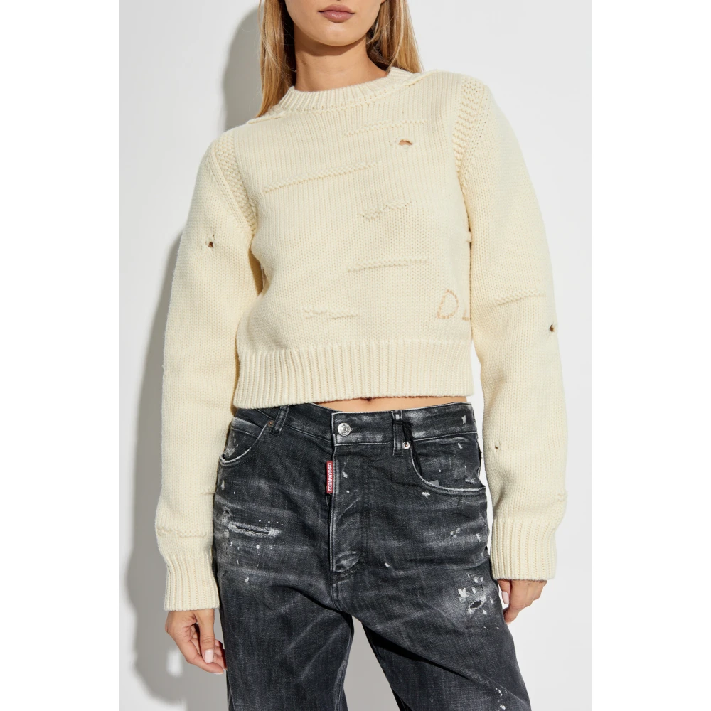 Dsquared2 Korte wollen trui Beige Dames
