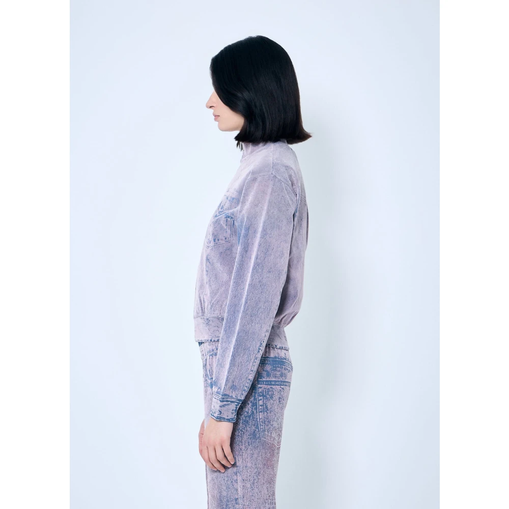 Diesel Velvet Flock Print Zip-Up Sweatshirt Pink Dames
