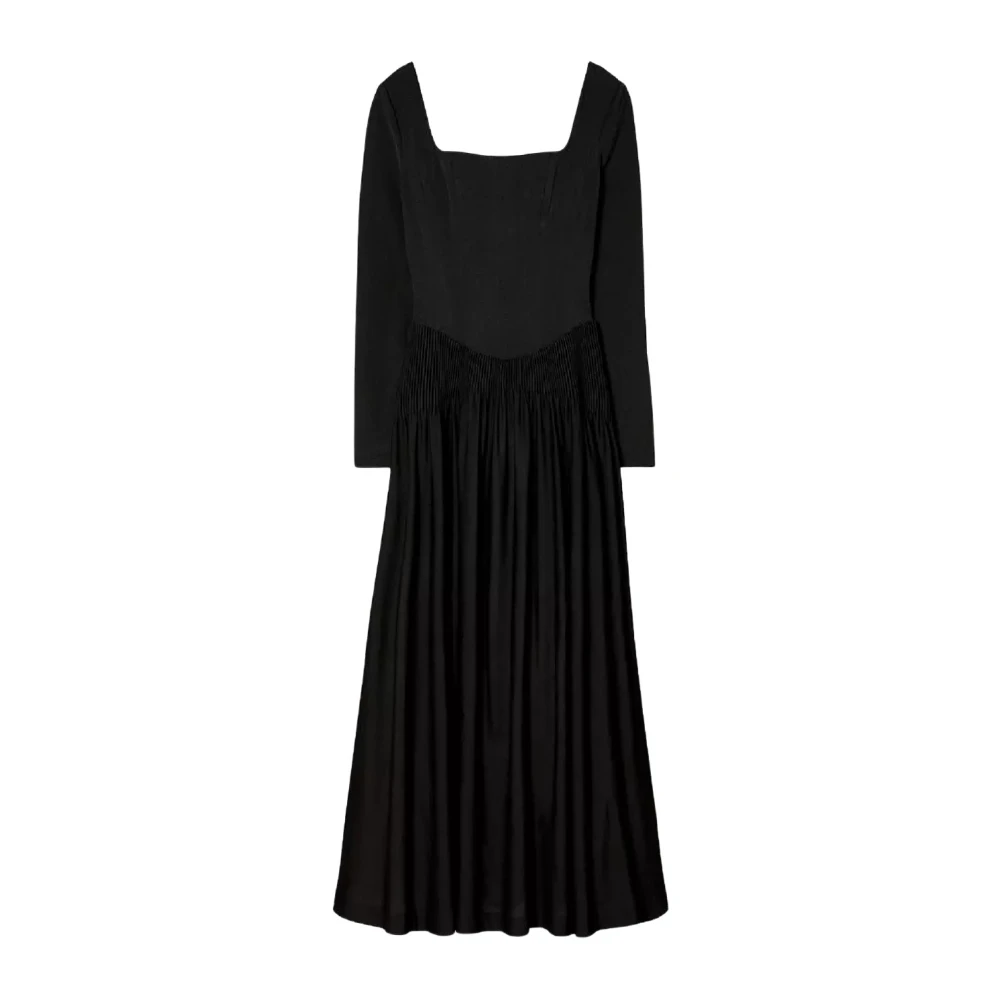 TORY BURCH Zwarte Korsetjurk met Midi Lengte Black Dames