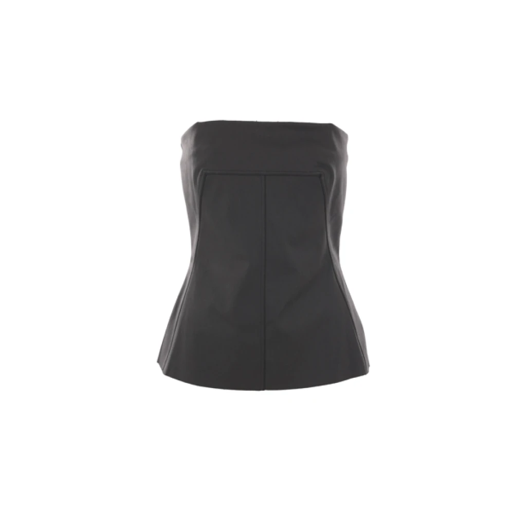 Rick Owens Svart Denim Bustier Topp Black, Dam