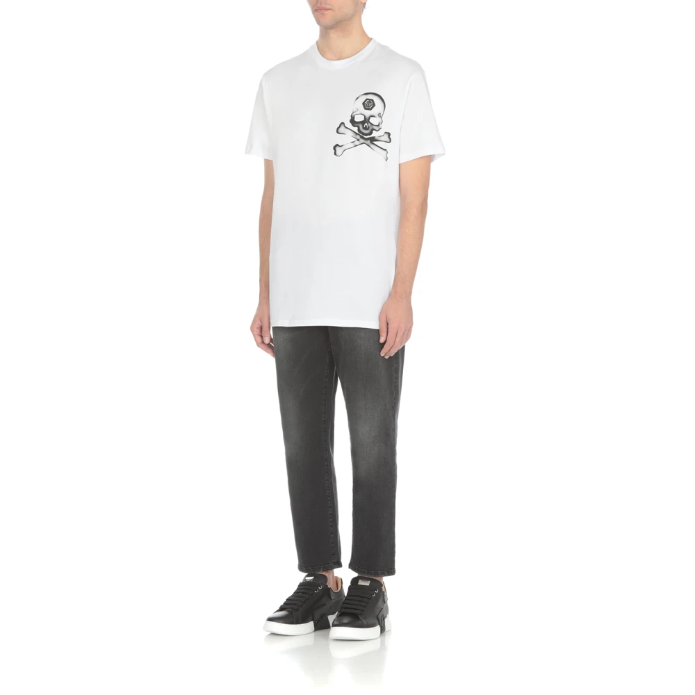 Philipp Plein Witte T-shirt met Logo Patch voor Heren White Heren