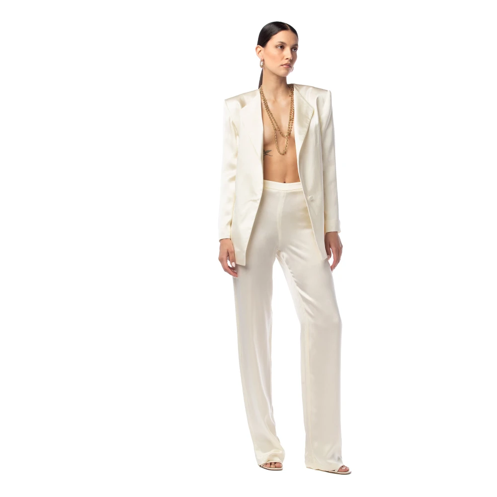 MVP wardrobe Elegante Viscose Straight Leg Broek Beige Dames