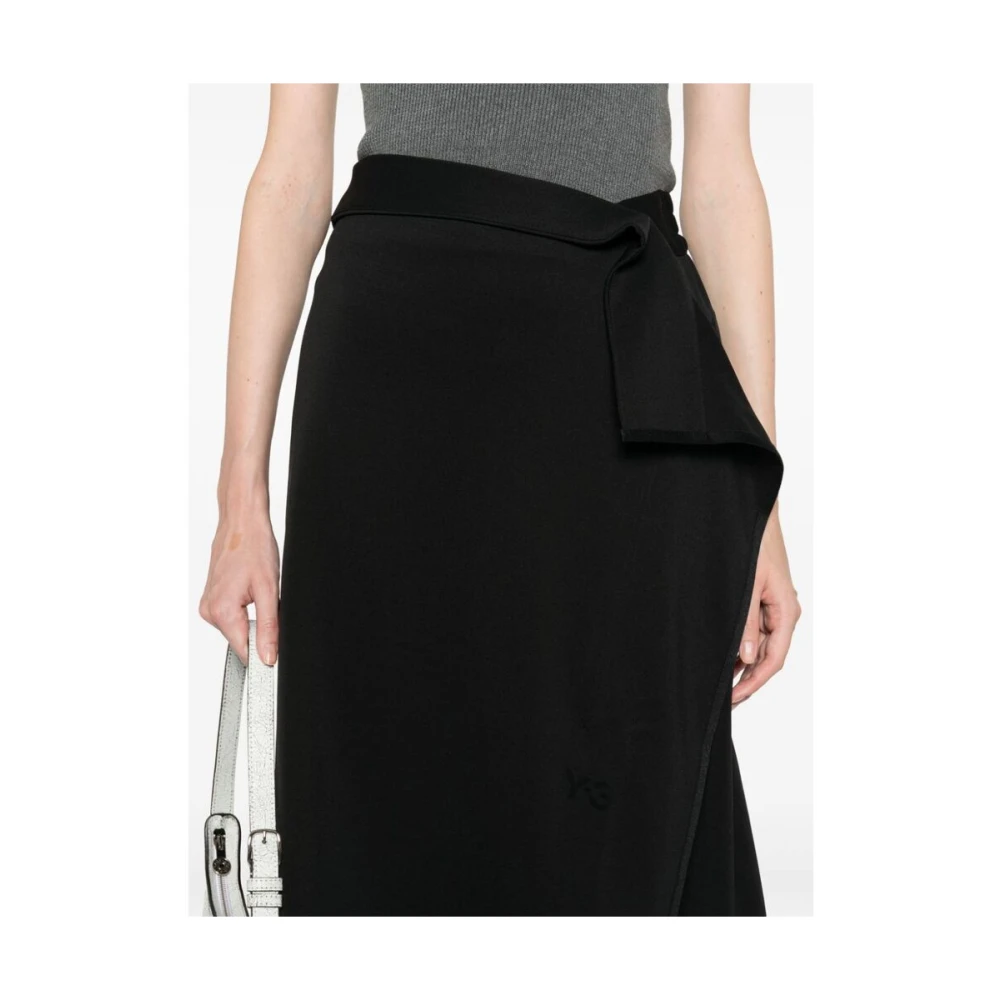 Y-3 Zwarte Katoenen Gedrapeerde Rok Black Dames