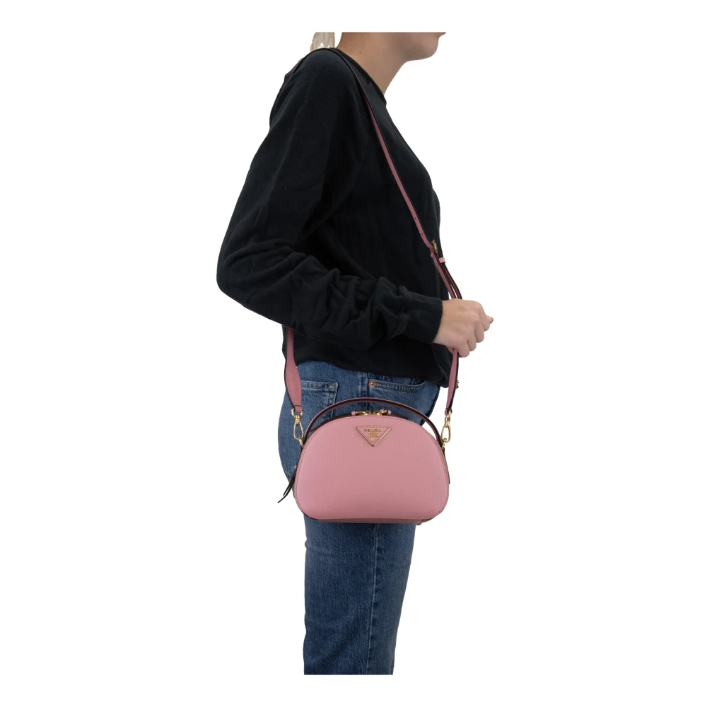 Prada Dames Saffiano Leren Schoudertas Pink Dames