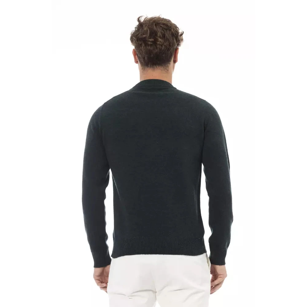 Alpha Studio Groene Wol Crewneck Sweater Green Heren