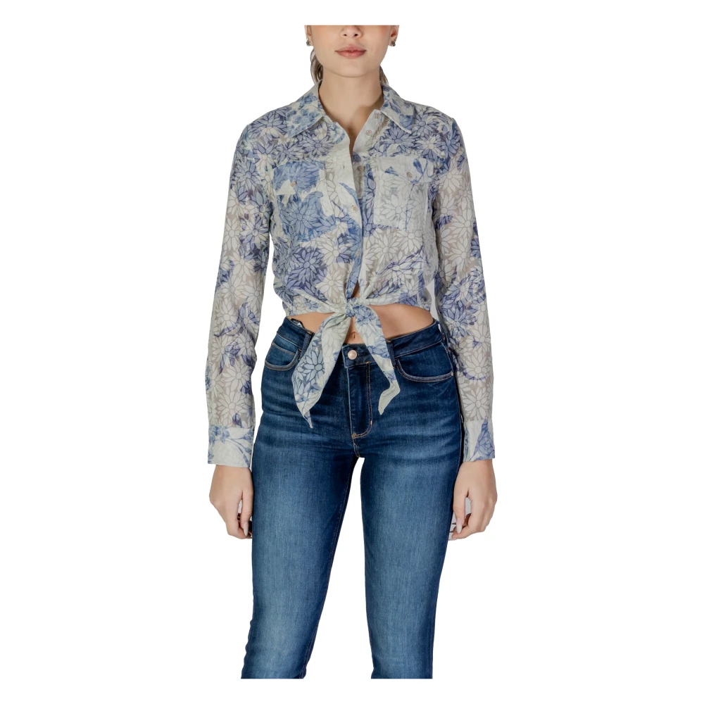 Guess Lange Mouw Lente Zomer Dames Shirt Blue Dames
