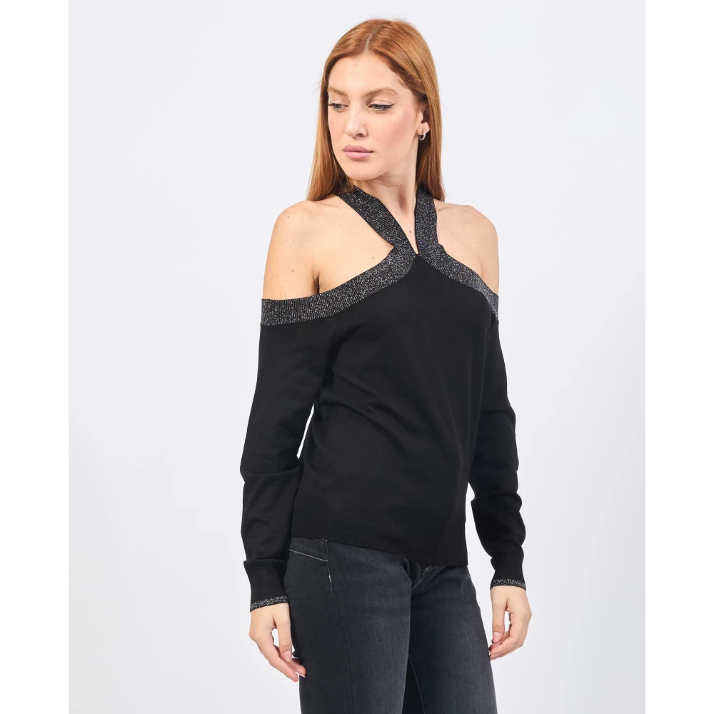 Gaudi Zwarte Gekruiste Viscose Trui Black Dames