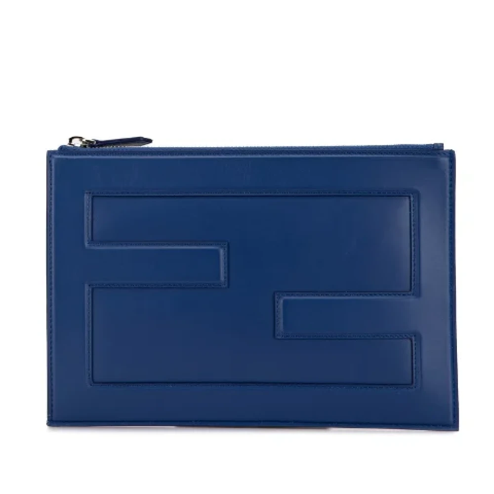 Fendi Vintage Pre-owned Leather clutches Blue Dames