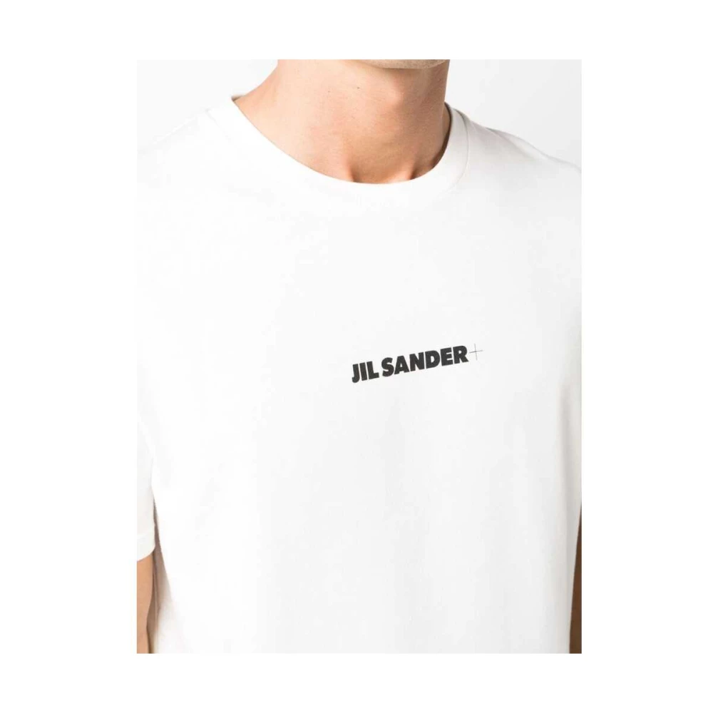 Jil Sander Logo Print Katoenen T-Shirt White Heren