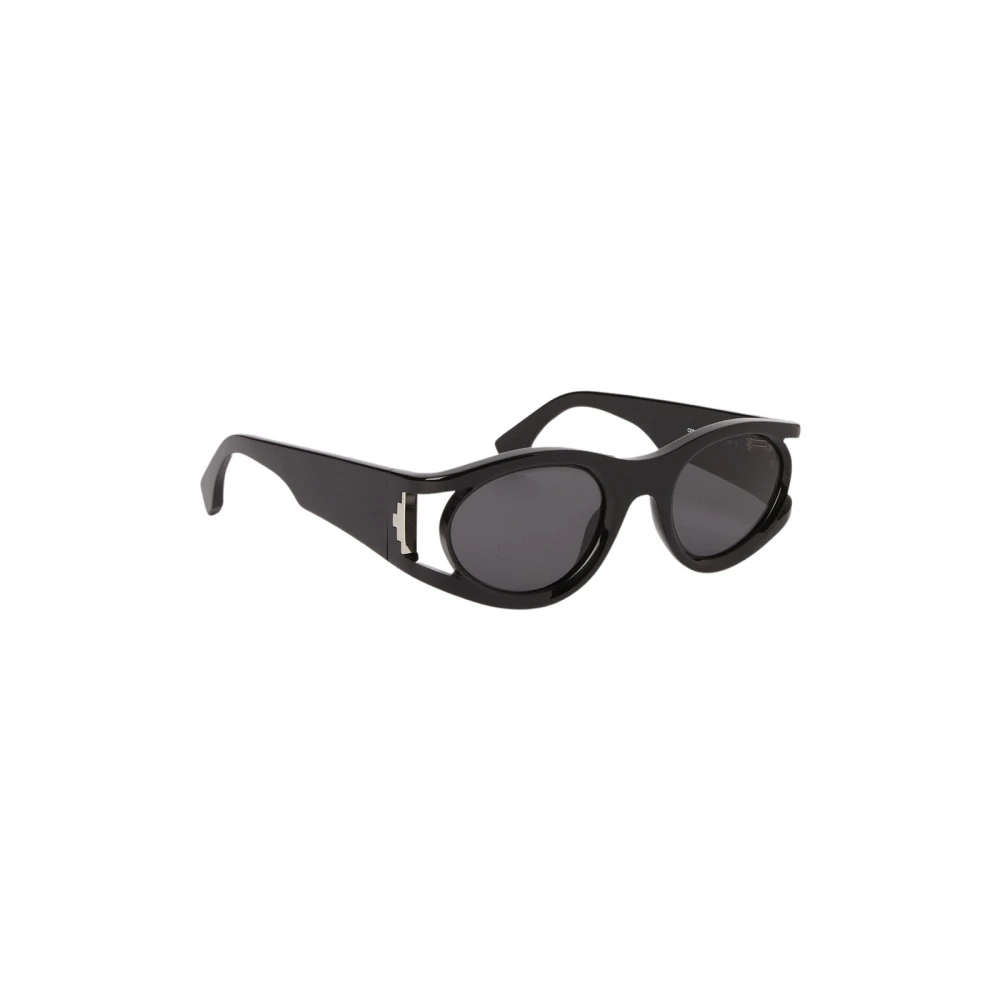 Marcelo Burlon Geometriska ovala solglasögon med unik gångjärn Black, Unisex