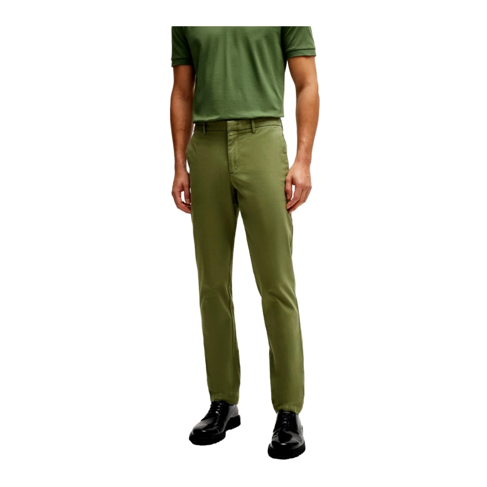 Hugo Boss Slim Fit Katoenen Chino Broek Groen Green Heren