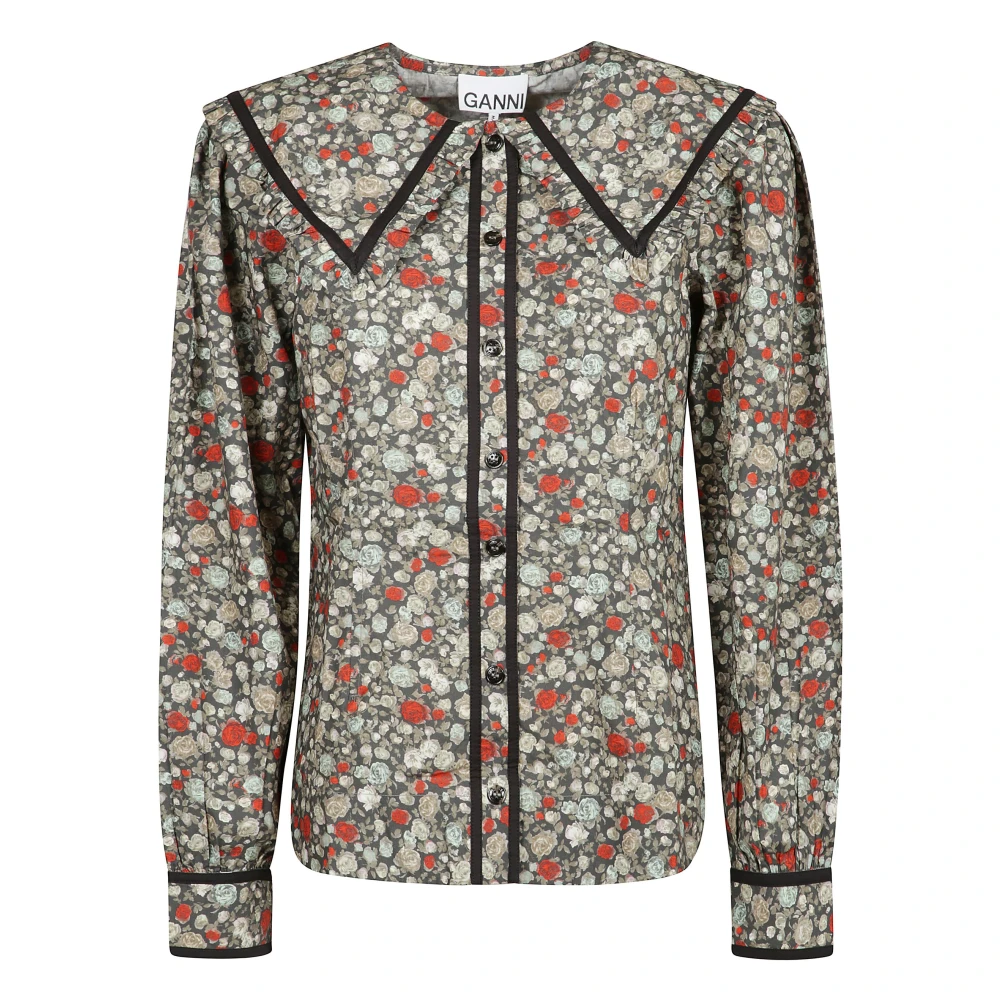 Ganni Stijlvolle Bedrukte Katoenen Overhemd Multicolor Dames
