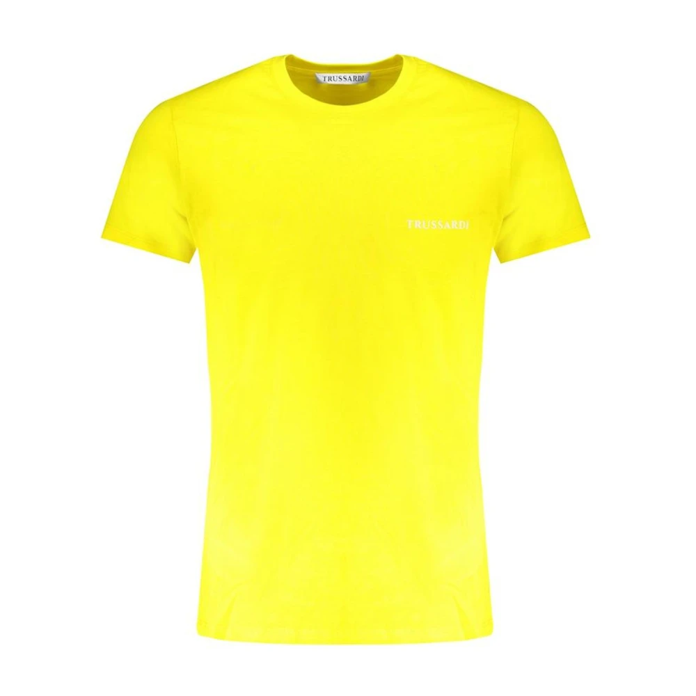 Trussardi Men's Yellow T-Shirts, L, Cotton T-Shirt Printed Design