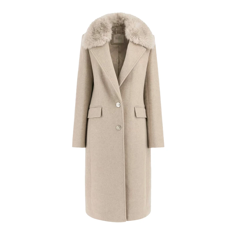 Guess Nancy Faux Fur Voering Jas Beige Dames