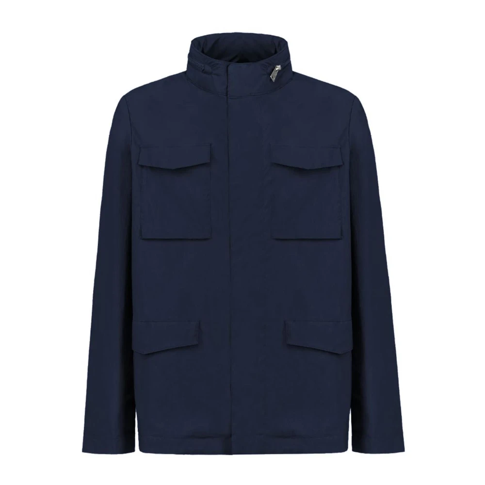 People of Shibuya Blauwe camouflage katoenen jack met opstaande kraag Blue Heren