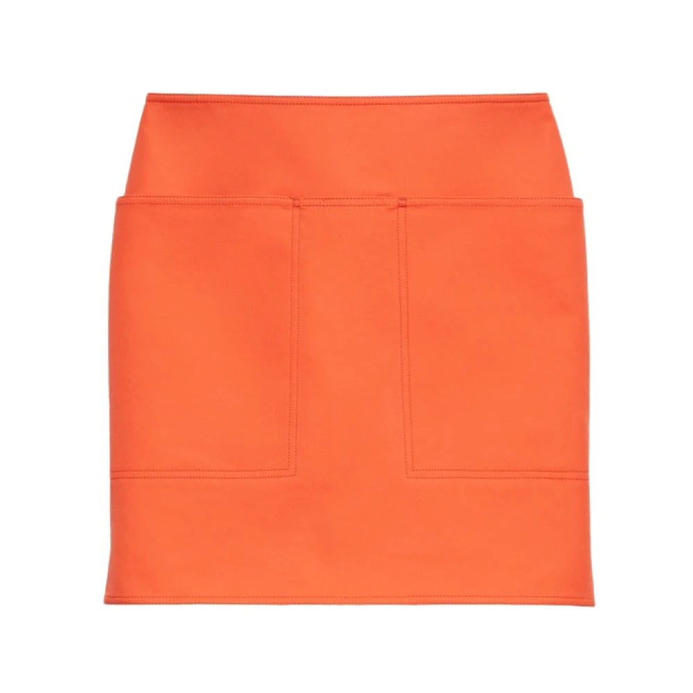 Max Mara Katoenen Rok met Zakken en Rits Orange Dames